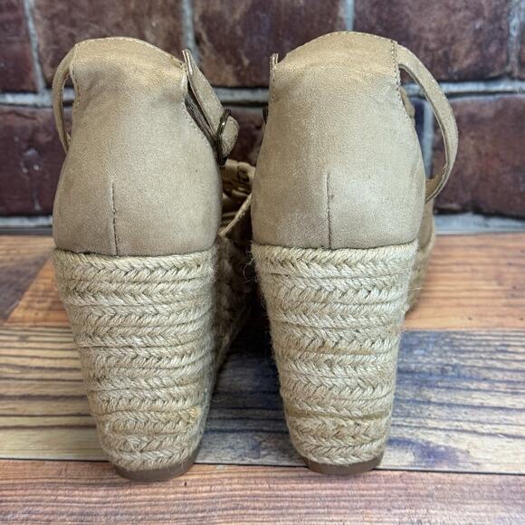 Not Rated Wedge Sandals Womens Size 8.5 Tan Jojo Woven Espadrille Open Toe Boho - Picture 4 of 11